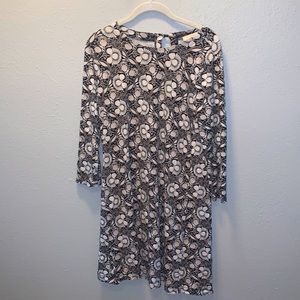 ❤️Loft Classic Dress Black Cream Floral Swing Aline Women’s Sz Small
